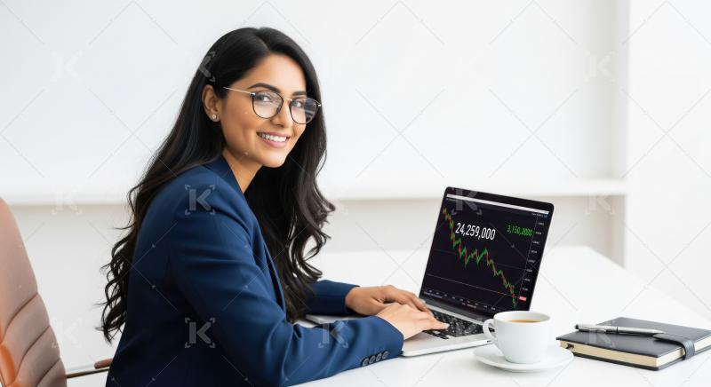 Young indian corporate woman working on laptop