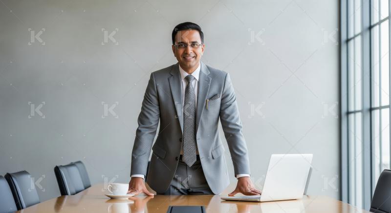 Indian businessman or corporate employee standing confidently