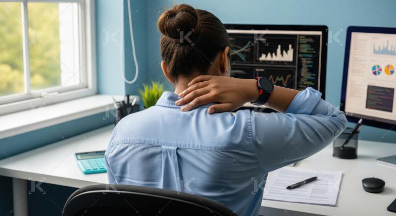 An Indian woman working at a computer desk in a home office sits