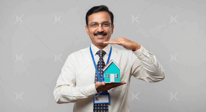 A smiling middle‑aged Indian professional in formal attire hol