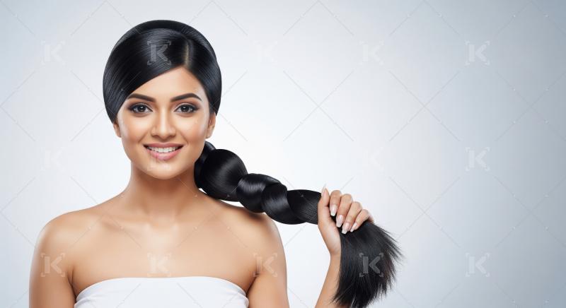 Beautiful Woman Showing Her Long Healthy Shiny Braided Hair