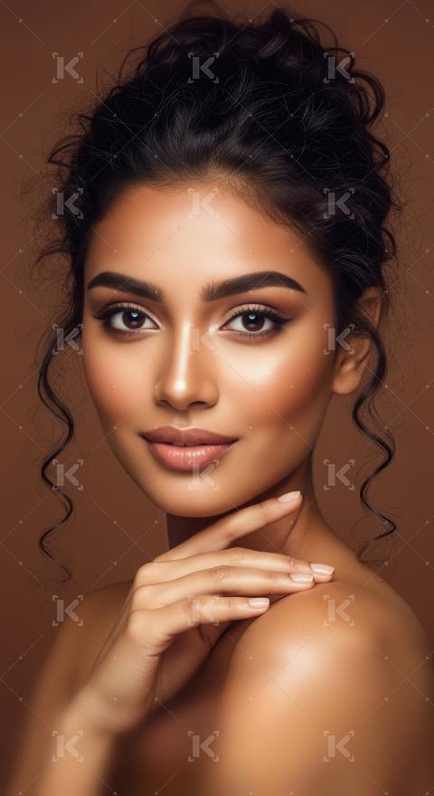 Stunning Portrait of a Serene Woman with Flawless Skin