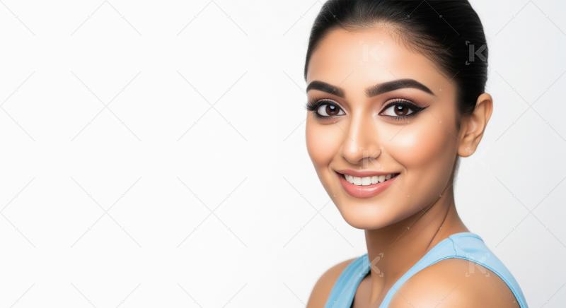 Beautiful Young Indian Woman Smiling Portrait with Flawless Skin