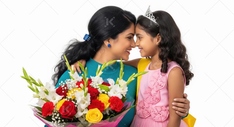 Beautiful Indian Mother and Daughter Share a Joyful Loving Momen