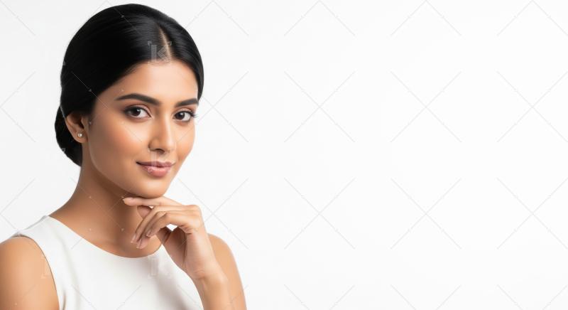Beautiful Young Indian Woman with Flawless Skin and Elegant Pose