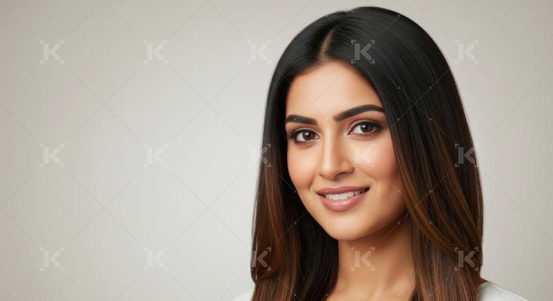 Beautiful Young Woman with Radiant Smile Studio Portrait