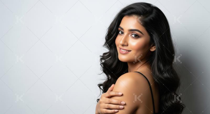 Gorgeous Indian Beauty with Radiant Skin and Voluminous Hair