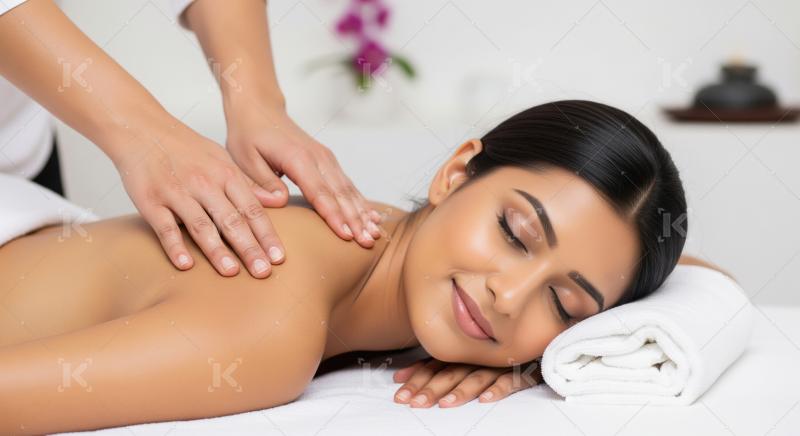 Relaxed woman enjoying a soothing back massage at a spa