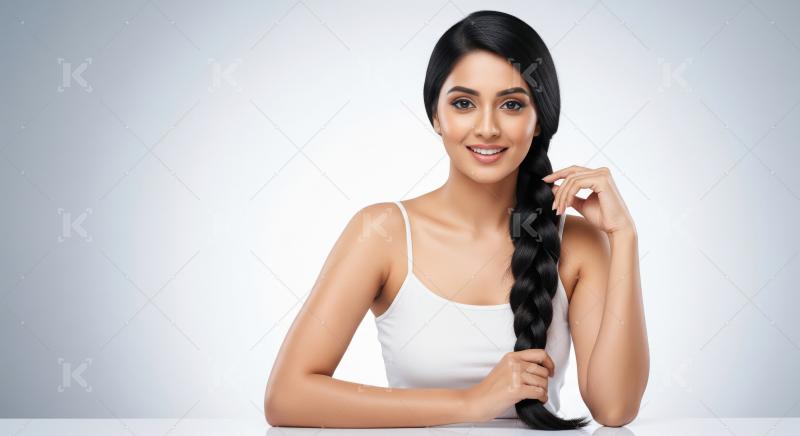 Beautiful Indian Woman with Long Braided Hair and Radiant Smile