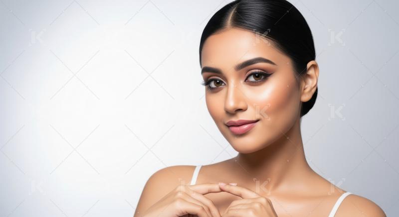 Beautiful Indian Woman with Glowing Skin and Elegant Makeup