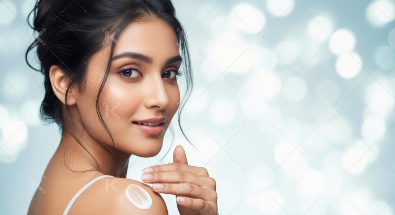 Beautiful Woman Applying Skincare Cream for Radiant Skin