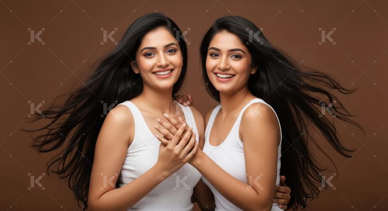 Beautiful Indian Women with Flowing Hair and Radiant Smiles