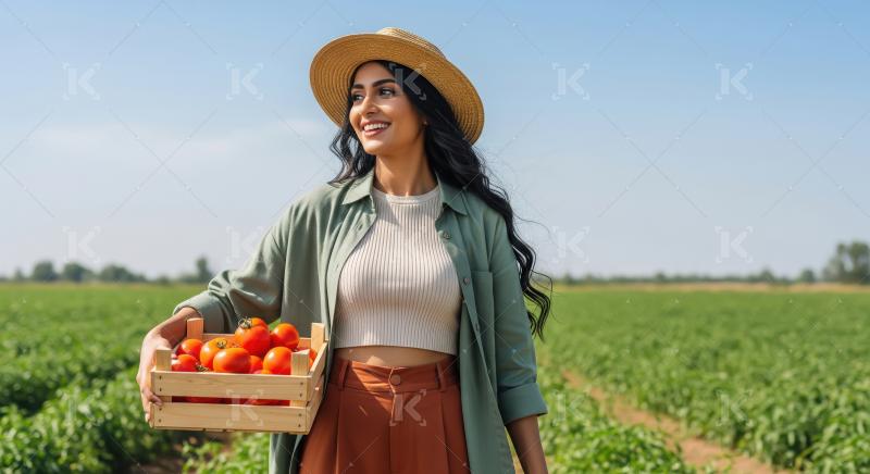 A cheerful Indian woman in a hat and casual clothes stands in a