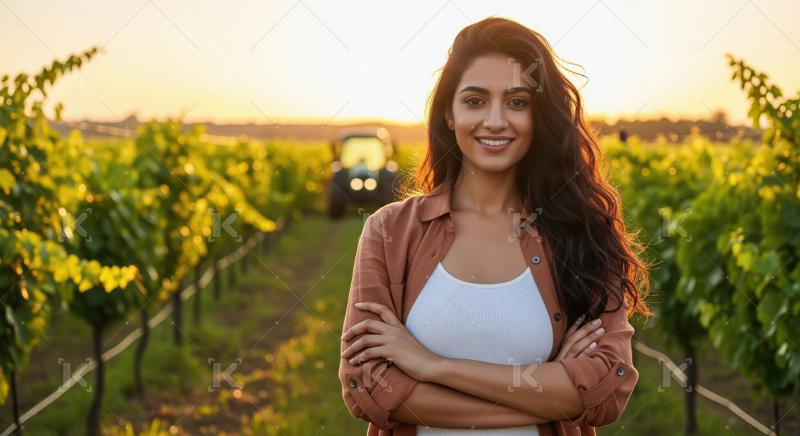 Young indian woman standing confidently at agriculture field
