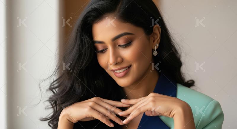 A close-up high-resolution portrait of an elegant Indian woman w