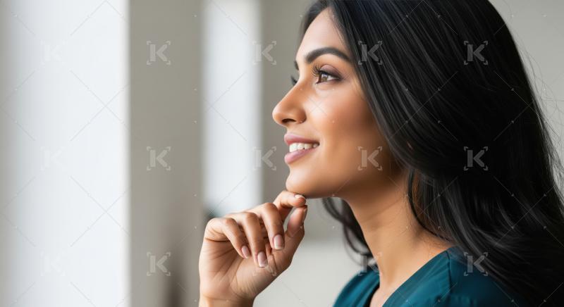 A close-up high-resolution portrait of an elegant Indian woman w