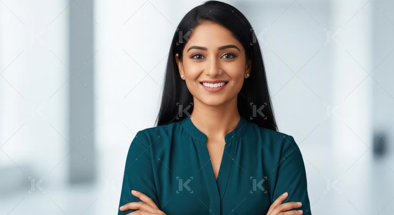 Confident Young South Asian Businesswoman Smiling