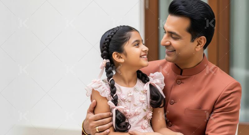 Loving Indian Father and Daughter Share a Happy Moment