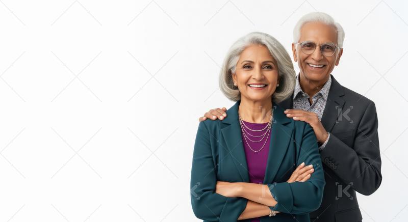 Happy Senior South Asian Couple Smiling Confidently