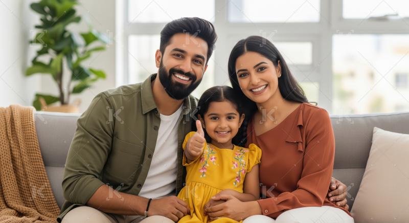 Happy Indian Family Smiling Together at Home