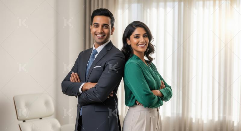 Confident Diverse Business Professionals Smiling Back-to-Back in