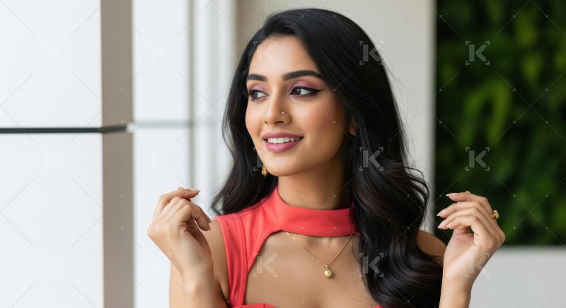 Beautiful Indian Woman Smiling in Modern Setting