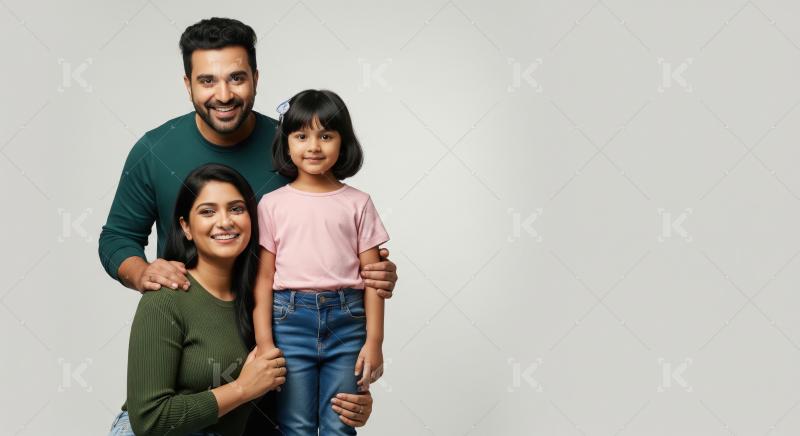 Happy Indian Family Portrait Smiling Together