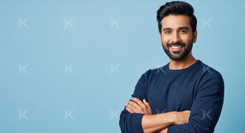 Smiling Young Indian Man with Crossed Arms