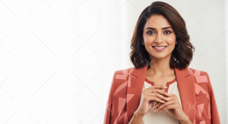 Beautiful Professional Indian Woman Smiling in Stylish Blazer