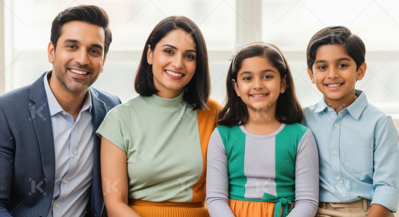 Happy Indian Family Smiling Together at Home