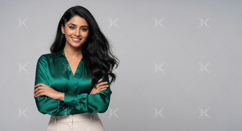 Confident Indian Businesswoman Smiling with Arms Crossed