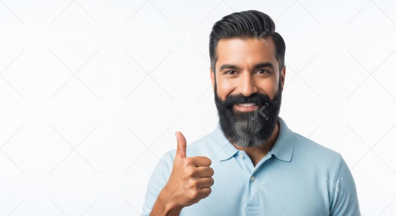 A middle-aged Indian man with a well-groomed beard, wearing a li