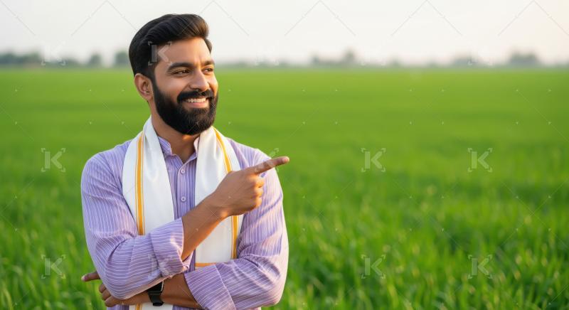 A thoughtful middle-aged Indian man in a lavender kurta stands i