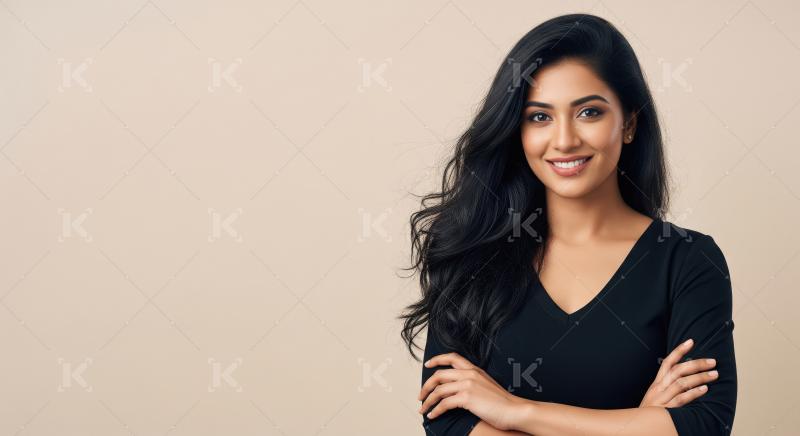 Young beautiful indian woman standing confidently