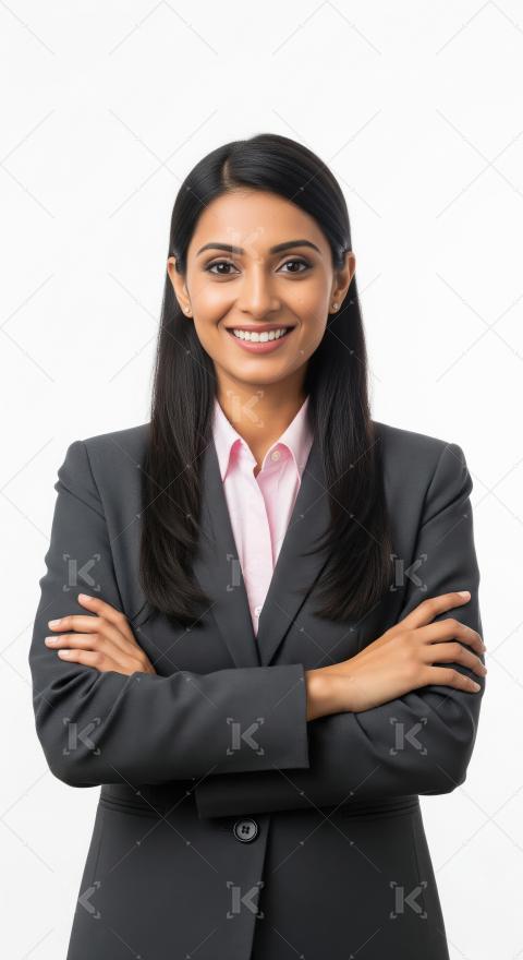 Young beautiful indian corporate woman standing confidently
