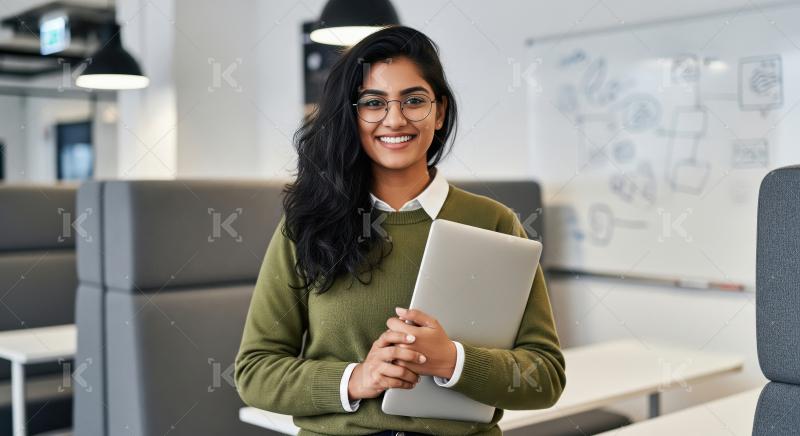 Young corporate woman standing confidently