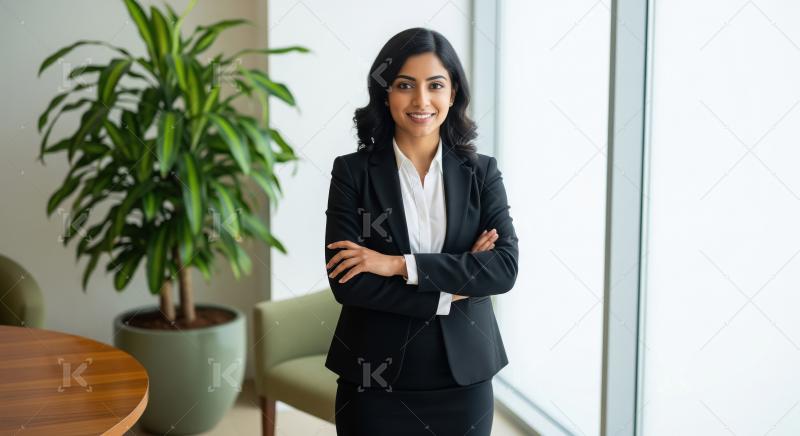 Young corporate woman standing confidently