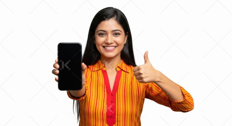 A beautiful young Indian woman in a vibrant traditional outfit c