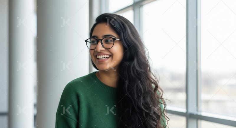 Young beautiful indian woman smiling and giving happy expression