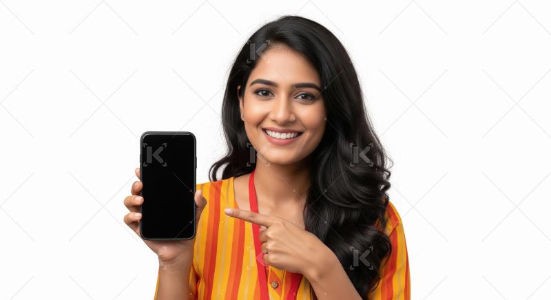 A beautiful young Indian woman in a vibrant traditional outfit c