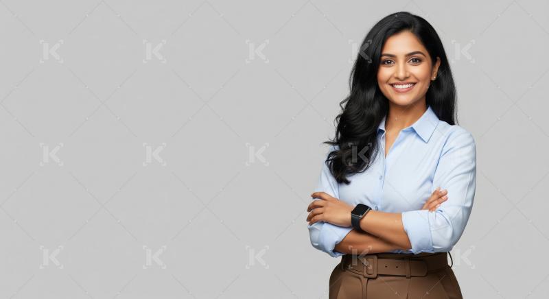 Young corporate woman standing confidently