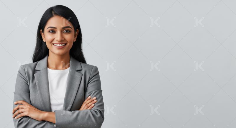 Young corporate woman standing confidently