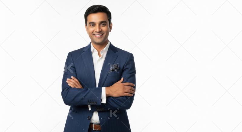 Happy corporate man standing confidently