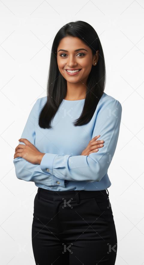 Young corporate woman standing confidently