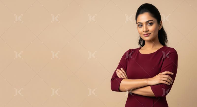 Young corporate woman standing confidently