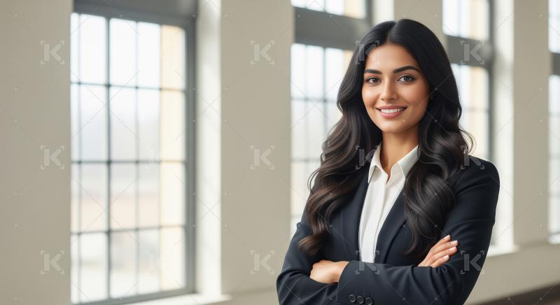 Young corporate woman standing confidently