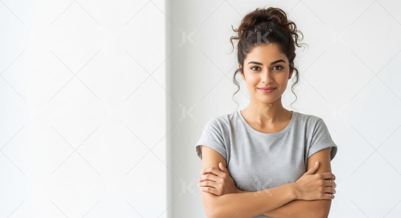 Young corporate woman standing confidently