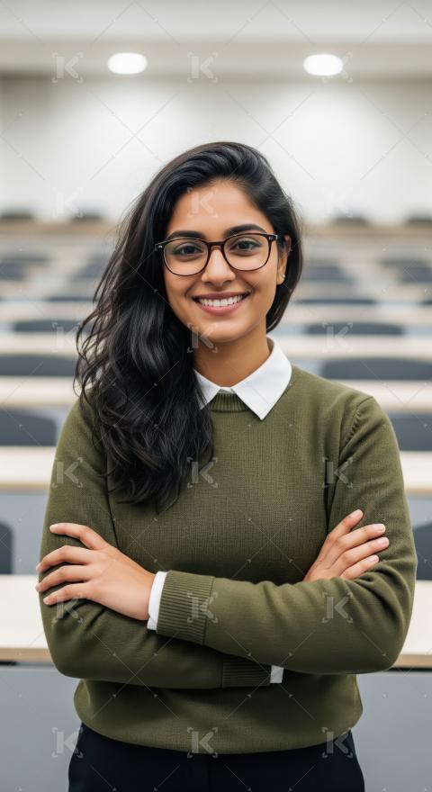 Young corporate woman standing confidently