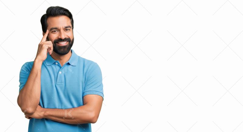 Happy indian man standing on white background