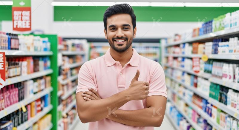 A handsome young adult Indian man in a neat pink polo shirt stan
